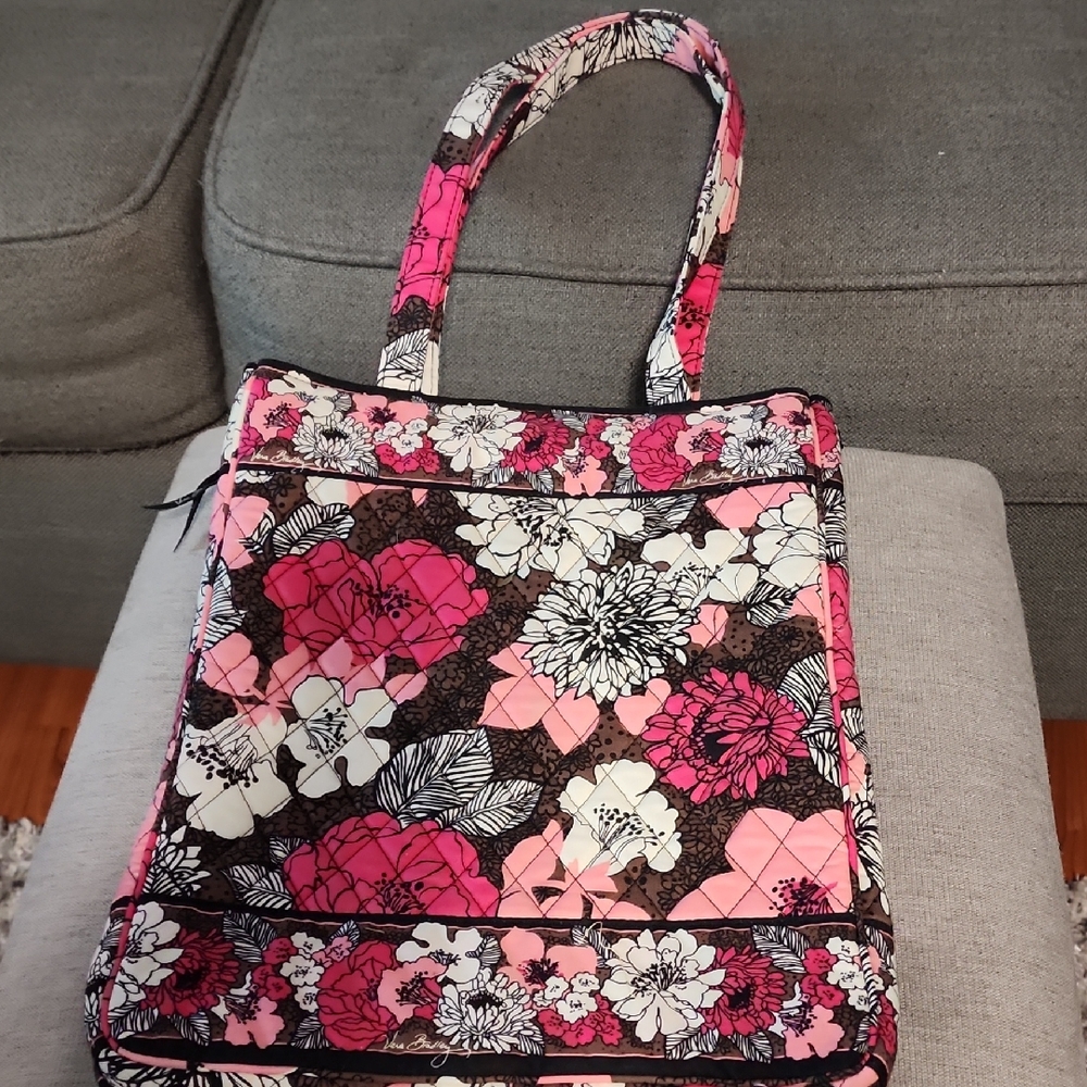 Floral Tote Bag - Pink and Black